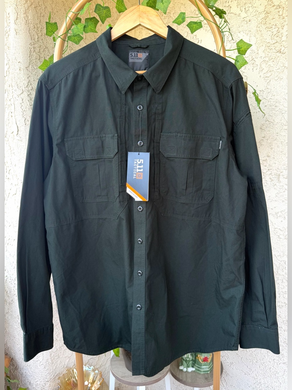 5.11 Tactical Olive Green Button-Front Expedition Shirt